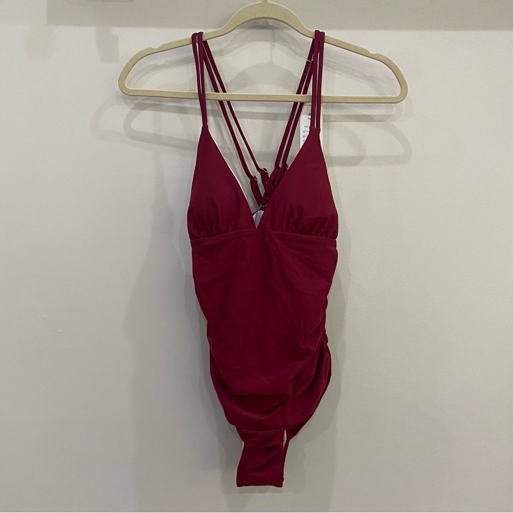 NWT Beachsissi Elegant Burgundy Women's One Piece Swimsuit Size Medium